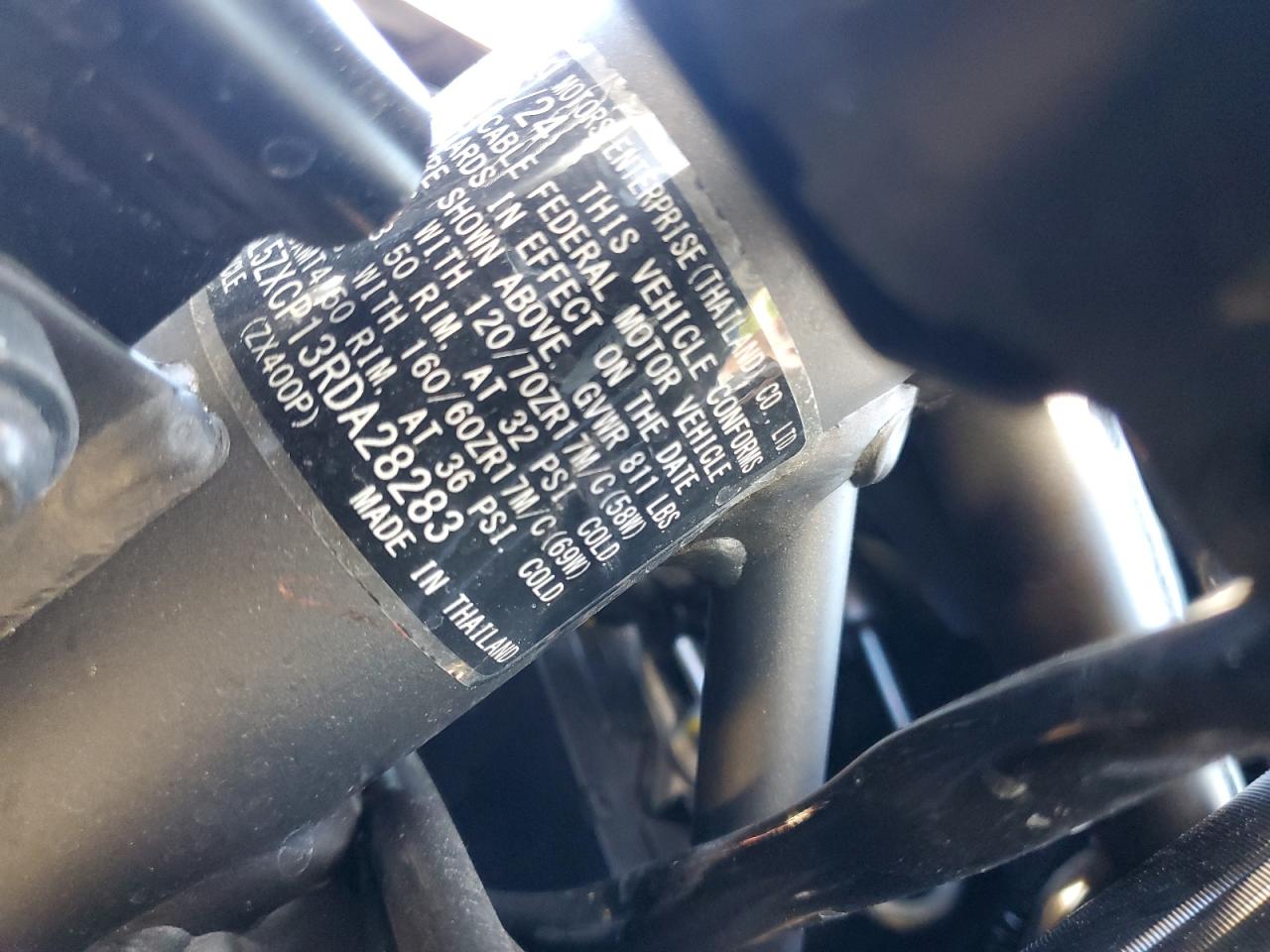 2024 Kawasaki Zx400 P VIN: ML5ZXCP13RDA28283 Lot: 82521895