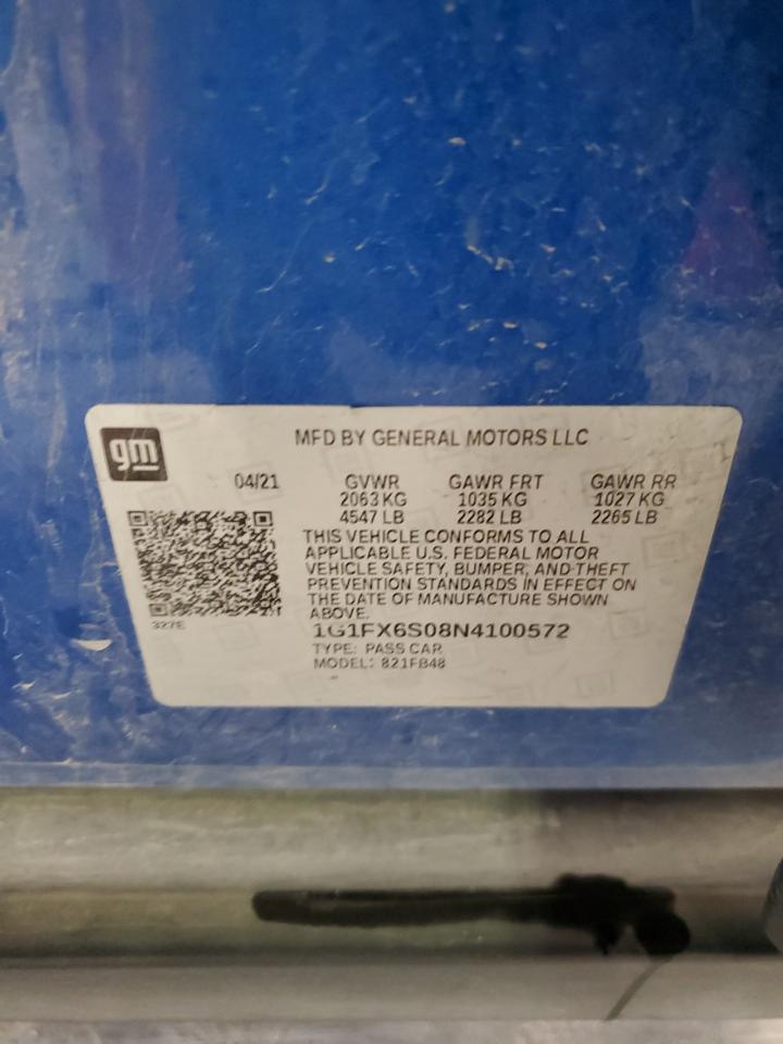 2022 Chevrolet Bolt Ev 2Lt VIN: 1G1FX6S08N4100572 Lot: 90574545