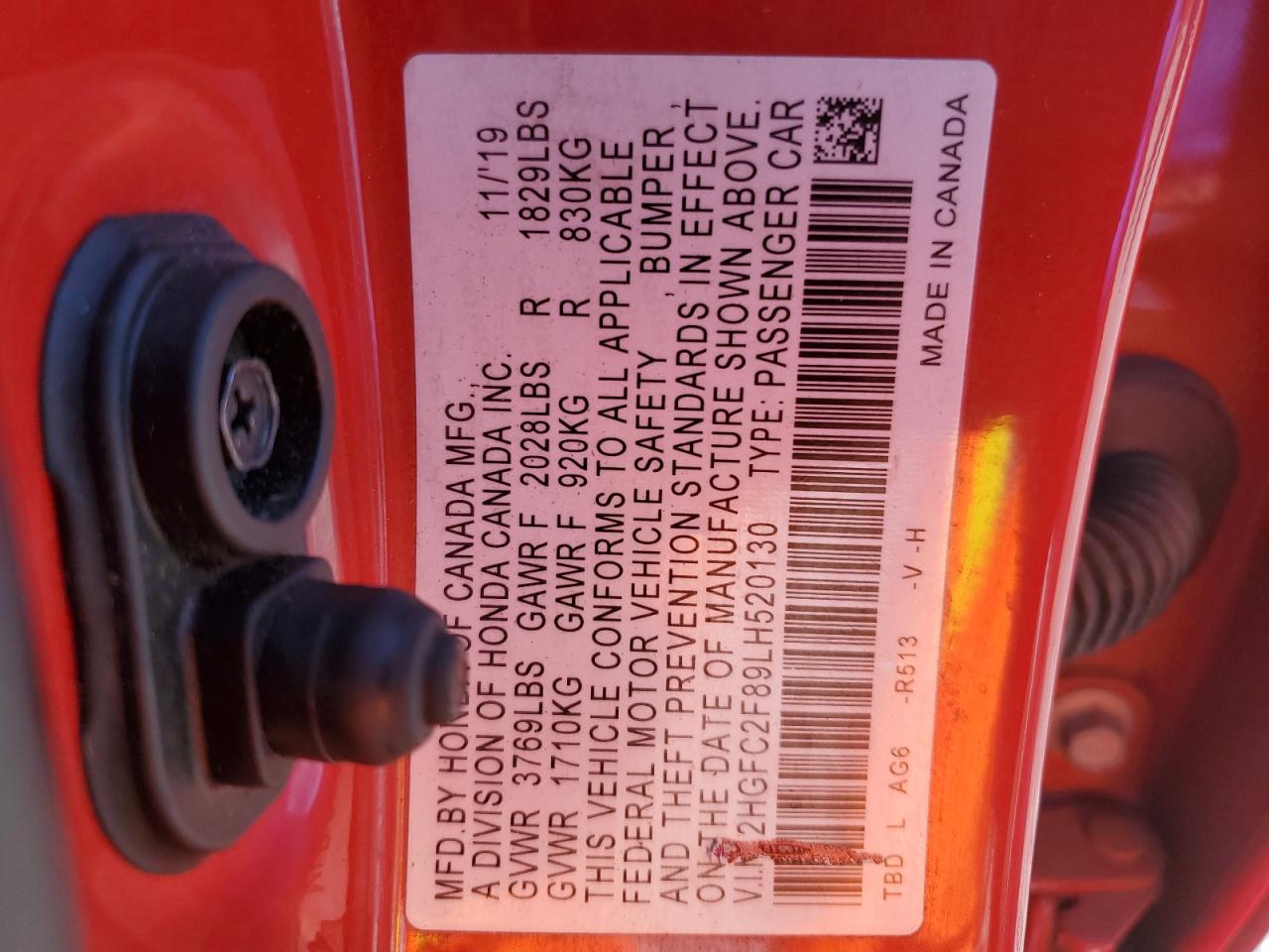 2020 Honda Civic Sport VIN: 2HGFC2F89LH520130 Lot: 82726845