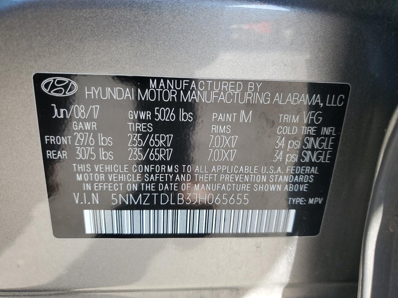 2018 Hyundai Santa Fe Sport VIN: 5NMZTDLB3JH065655 Lot: 85502485