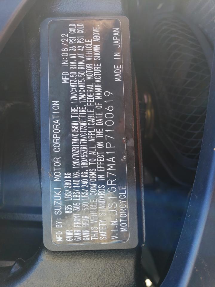 2023 Suzuki Gsx-R750 VIN: JS1GR7MA1P7100619 Lot: 87037415