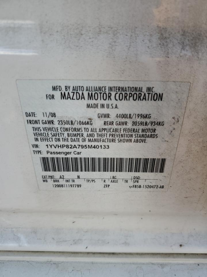 2009 Mazda 6 I VIN: 1YVHP82A795M40133 Lot: 89838045