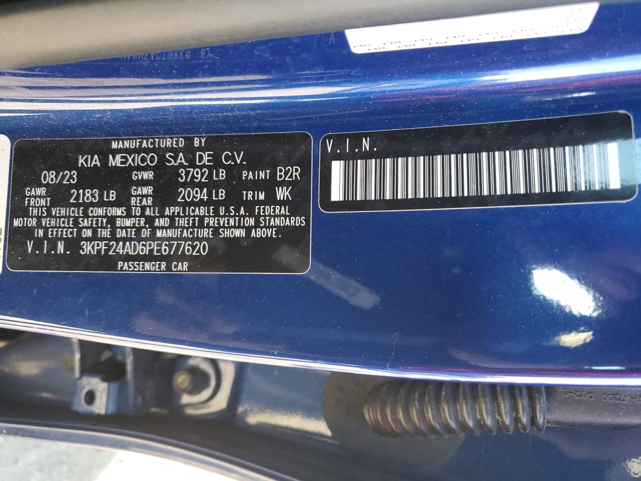 2023 Kia Forte Lx VIN: 3KPF24AD6PE677620 Lot: 86458025