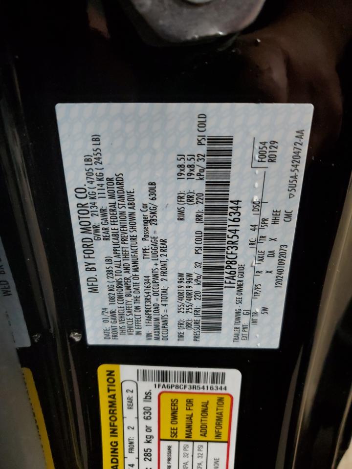 2024 Ford Mustang Gt VIN: 1FA6P8CF3R5416344 Lot: 82363665