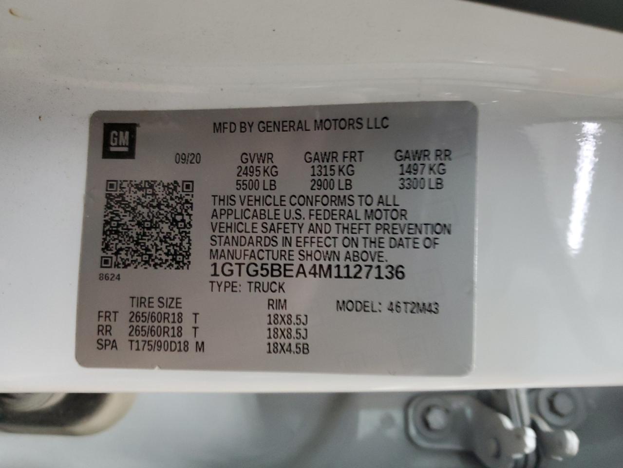 2021 GMC Canyon Elevation VIN: 1GTG5BEA4M1127136 Lot: 86082105