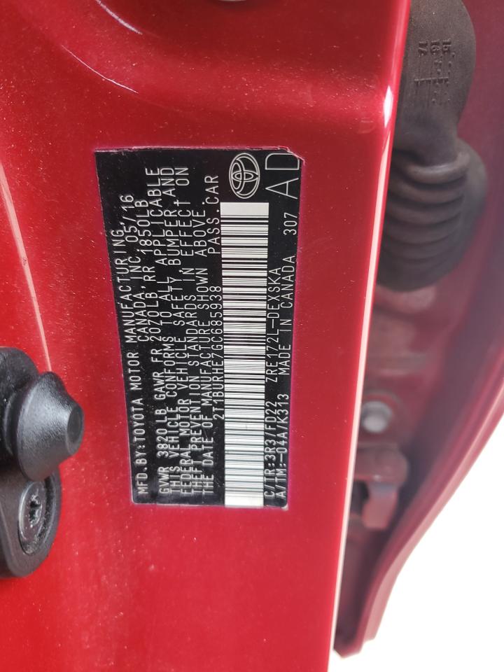 2016 Toyota Corolla L VIN: 2T1BURHE7GC685938 Lot: 90257935