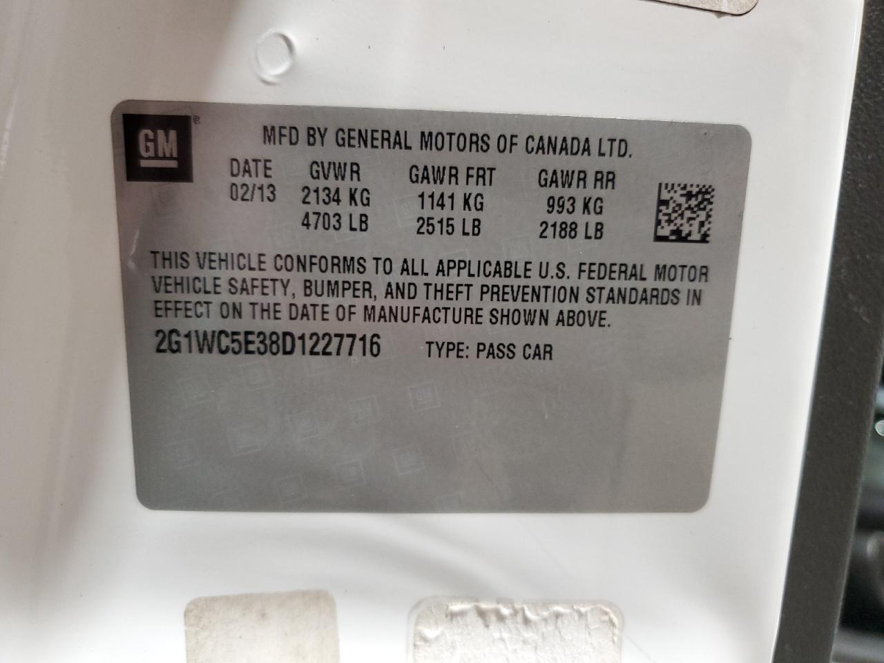 2013 Chevrolet Impala Ltz VIN: 2G1WC5E38D1227716 Lot: 84804895