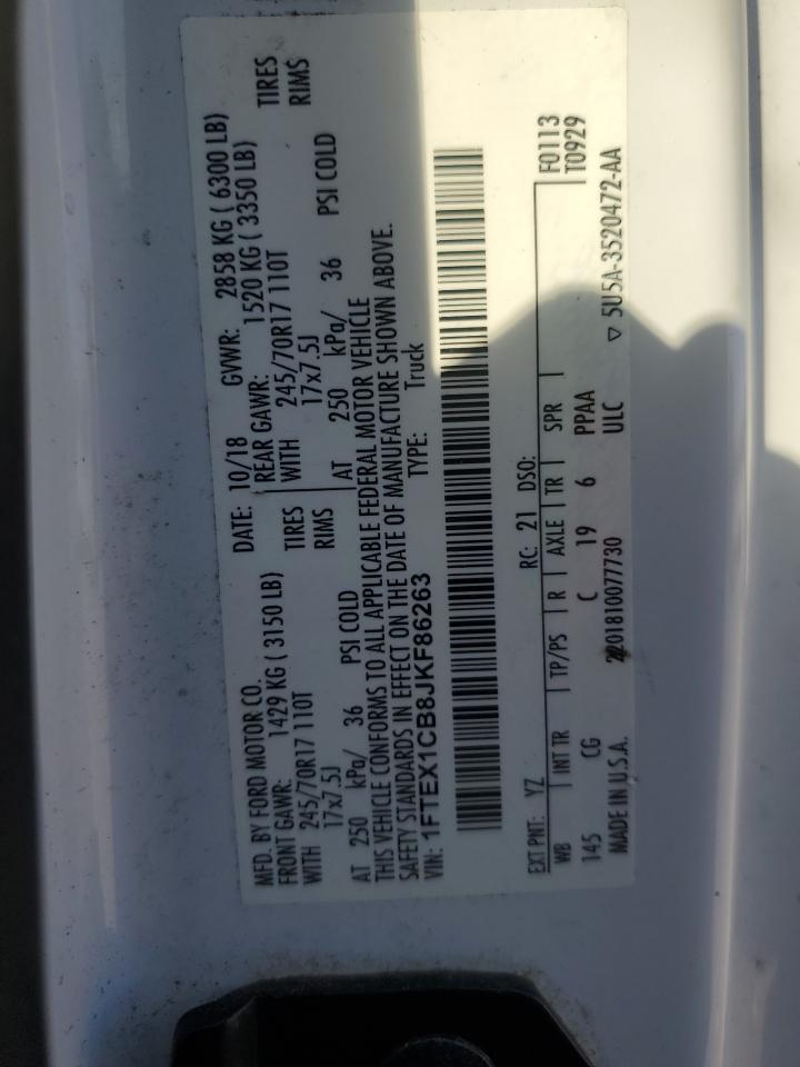 2018 Ford F150 Super Cab VIN: 1FTEX1CB8JKF86263 Lot: 87379105