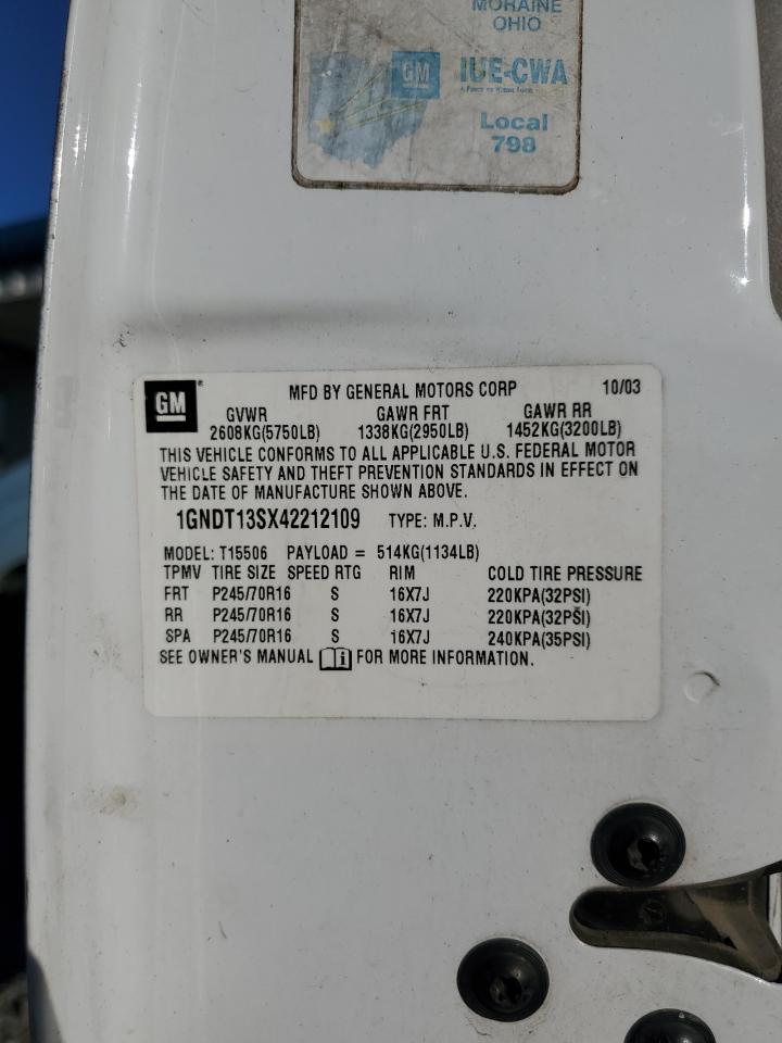 2004 Chevrolet Trailblazer Ls VIN: 1GNDT13SX42212109 Lot: 85710755