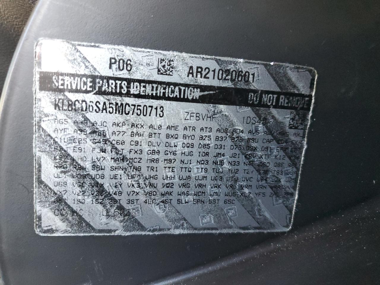 2021 Chevrolet Spark 1Lt VIN: KL8CD6SA5MC750713 Lot: 90365785