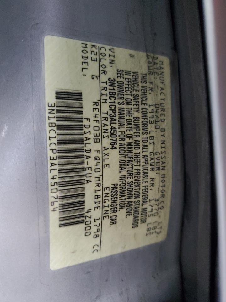 2010 Nissan Versa S VIN: 3N1BC1CP3AL450764 Lot: 85713365