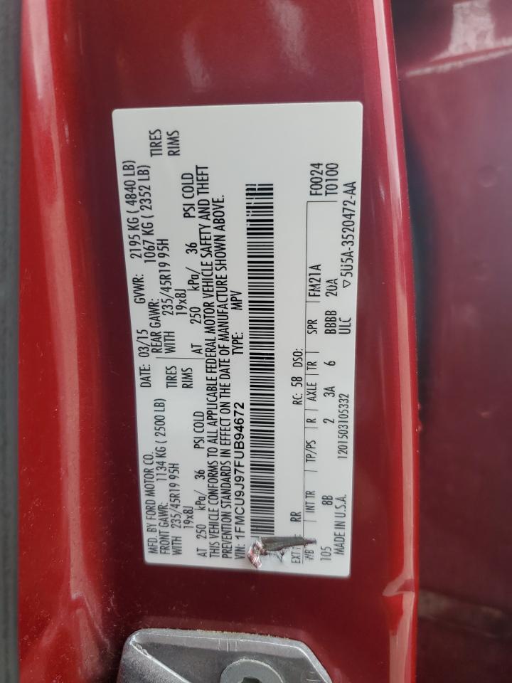 2015 Ford Escape Titanium VIN: 1FMCU9J97FUB94672 Lot: 82713545