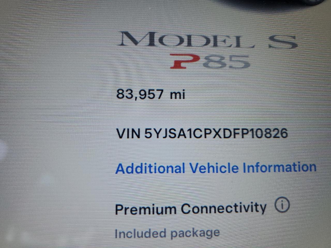 2013 Tesla Model S VIN: 5YJSA1CPXDFP10826 Lot: 82697845
