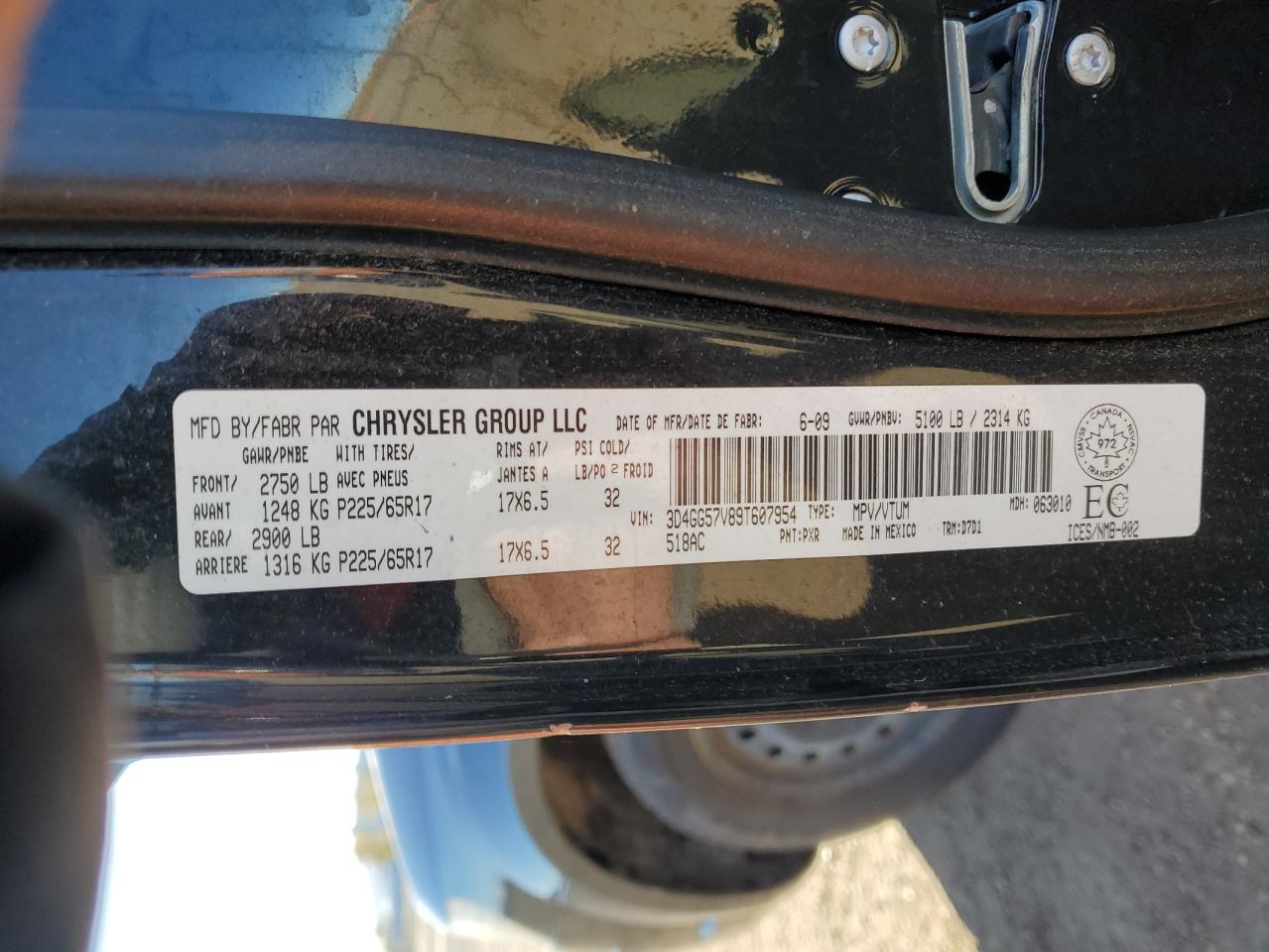 2009 Dodge Journey Sxt VIN: 3D4GG57V89T607954 Lot: 90692625