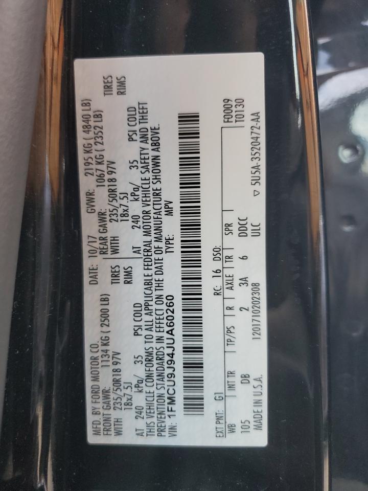 2018 Ford Escape Titanium VIN: 1FMCU9J94JUA60260 Lot: 83929235