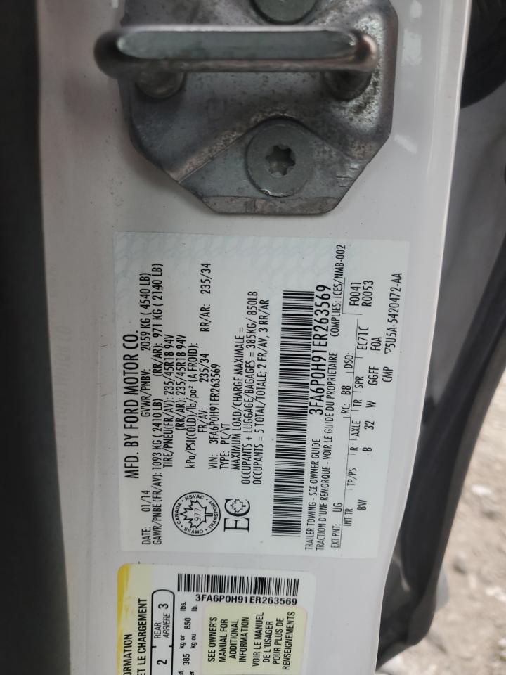 2014 Ford Fusion Se VIN: 3FA6P0H91ER263569 Lot: 82503685