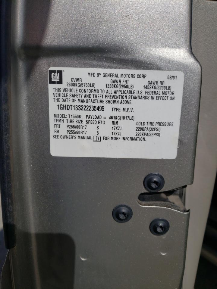 2002 Oldsmobile Bravada VIN: 1GHDT13S222235495 Lot: 82658515