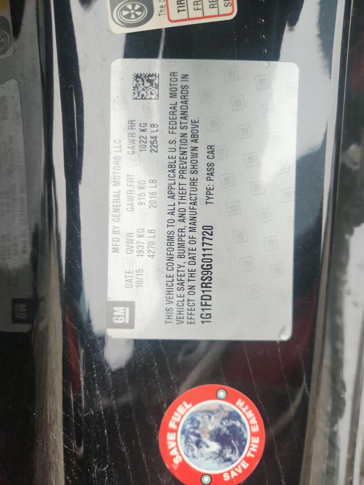 2016 Chevrolet Camaro Lt VIN: 1G1FD1RS9G0117720 Lot: 82227225