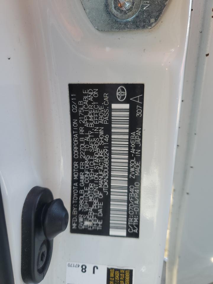 2011 Toyota Prius VIN: JTDKN3DU6B0291146 Lot: 85086485