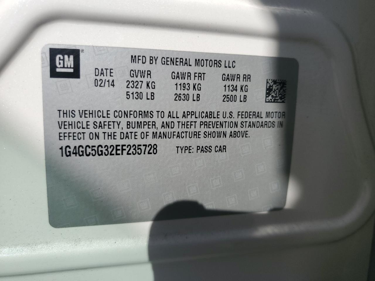 2014 Buick Lacrosse VIN: 1G4GC5G32EF235728 Lot: 84623625