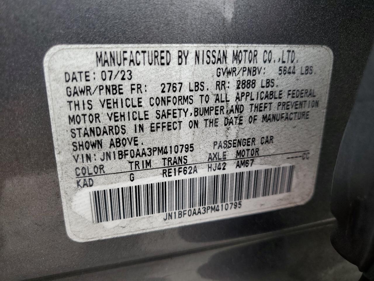 2023 Nissan Ariya Venture+ VIN: JN1BF0AA3PM410795 Lot: 84994815