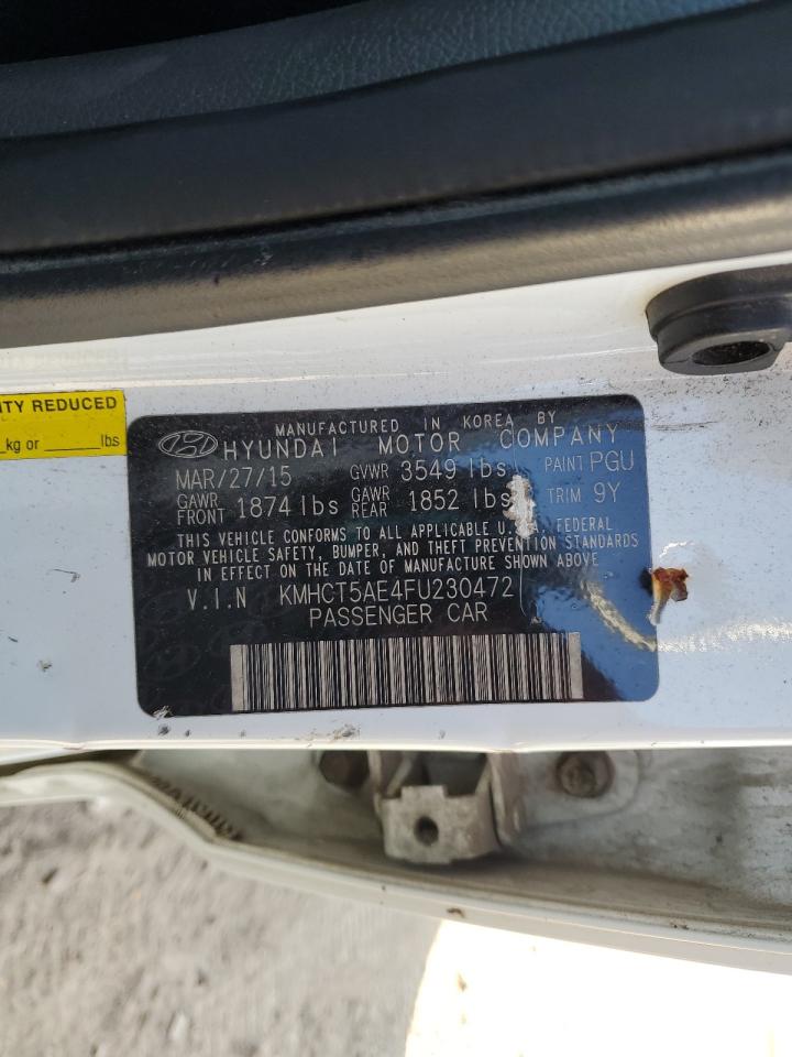 2015 Hyundai Accent Gs VIN: KMHCT5AE4FU230472 Lot: 87074125