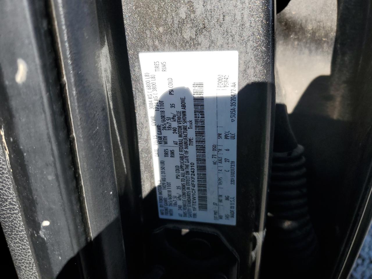 2015 Ford F150 Supercrew VIN: 1FTEW1CF4FKF24310 Lot: 86680505