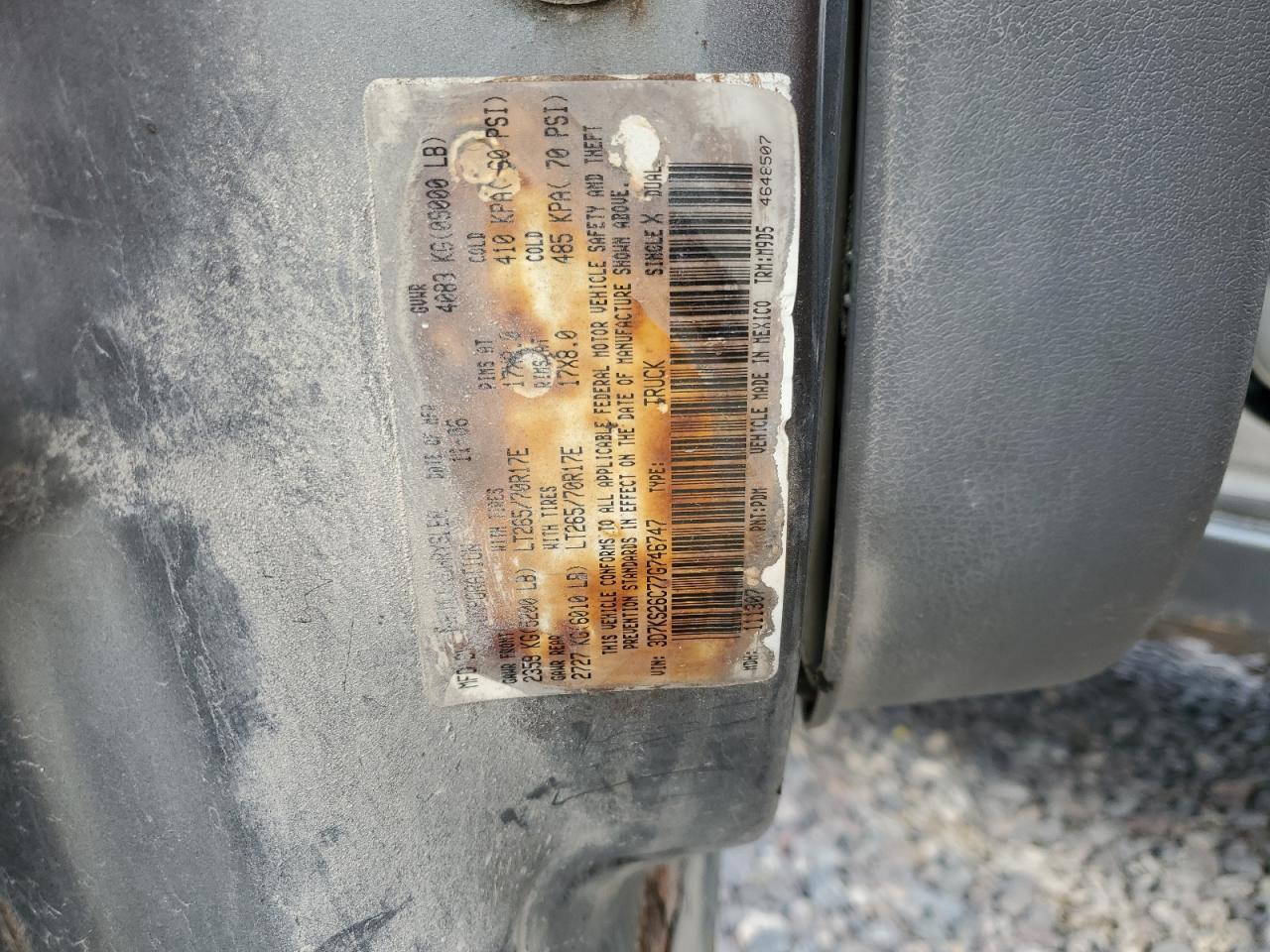 2007 Dodge Ram 2500 St VIN: 3D7KS26C77G746747 Lot: 86063175