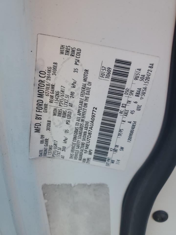 2010 Ford Explorer Xlt VIN: 1FMEU7D87AUA09772 Lot: 84935835