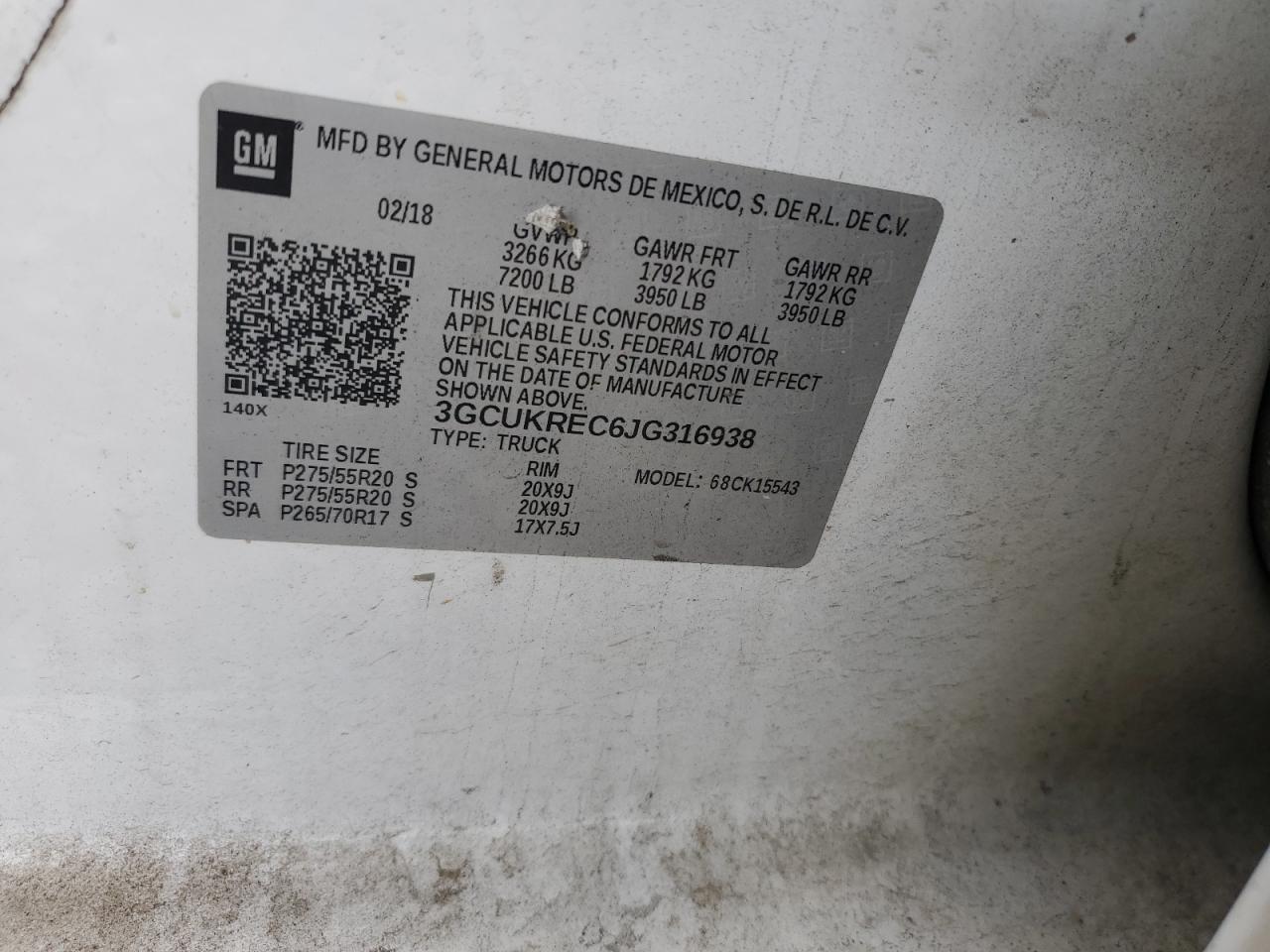 2018 Chevrolet Silverado K1500 Lt VIN: 3GCUKREC6JG316938 Lot: 81997885