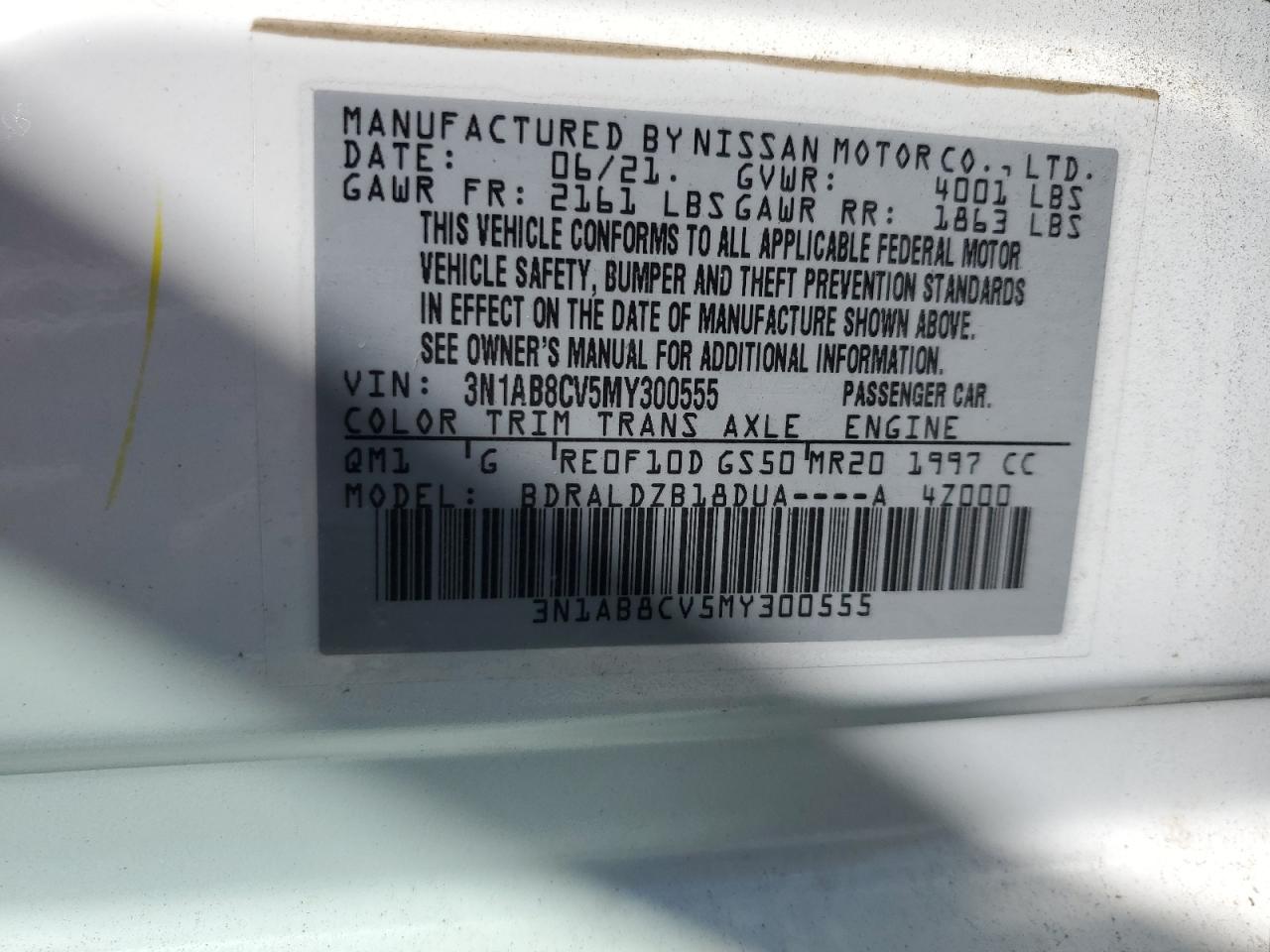 2021 Nissan Sentra Sv VIN: 3N1AB8CV5MY300555 Lot: 84835865