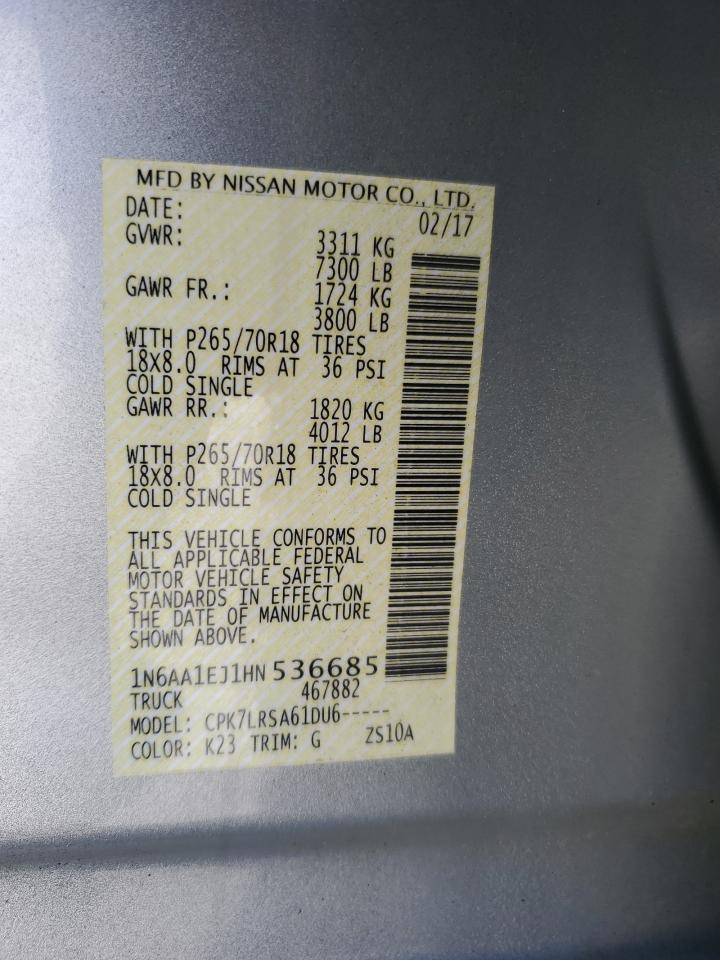 2017 Nissan Titan S VIN: 1N6AA1EJ1HN536685 Lot: 90097195