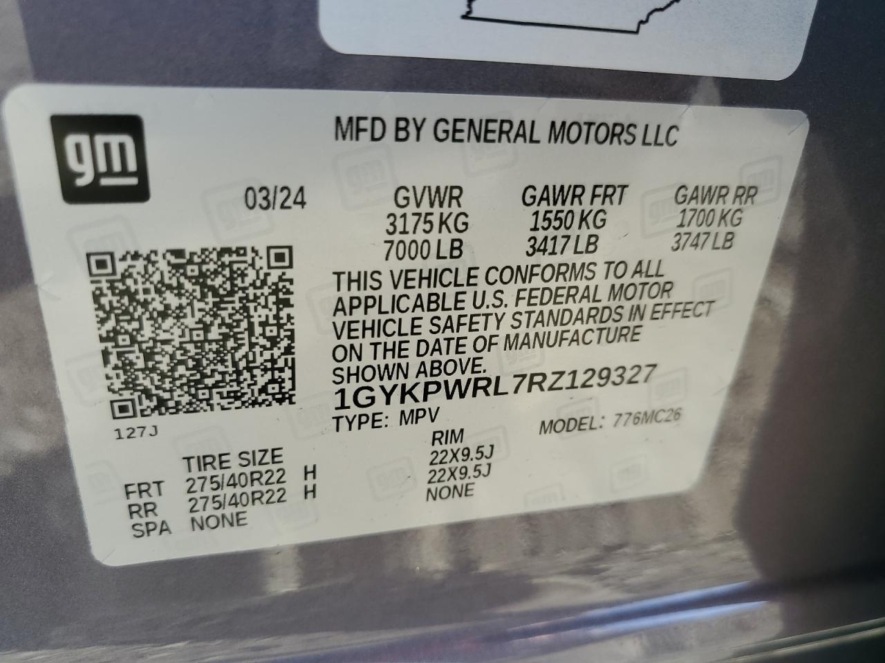 2024 Cadillac Lyriq Sport VIN: 1GYKPWRL7RZ129327 Lot: 87034905