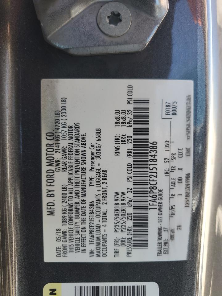 2018 Ford Mustang Gt VIN: 1FA6P8CF2J5184386 Lot: 89733855