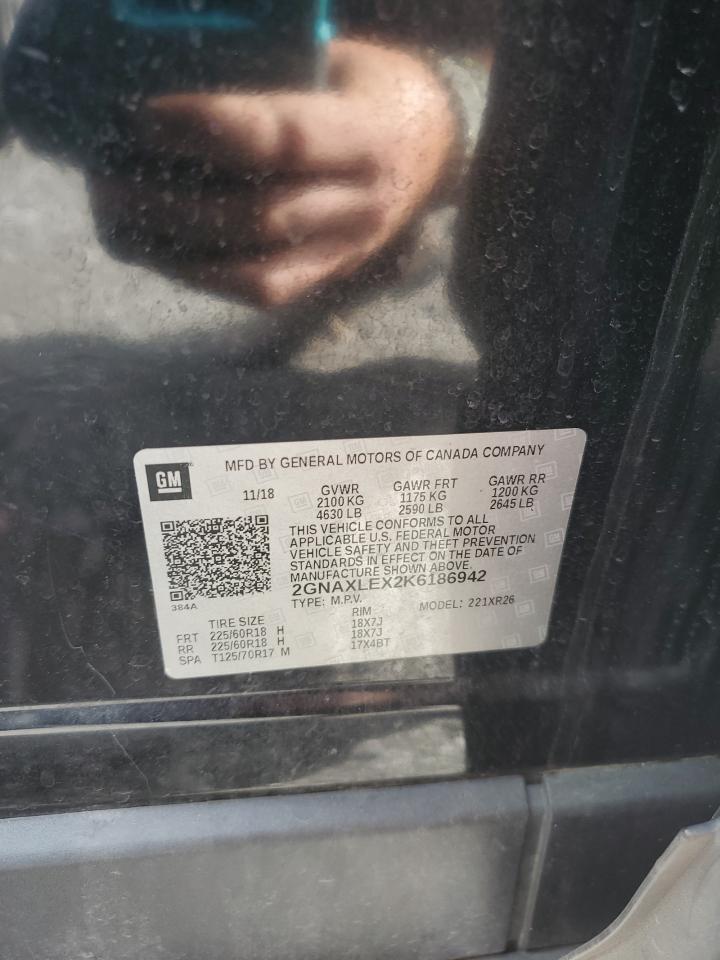 2019 Chevrolet Equinox Lt VIN: 2GNAXLEX2K6186942 Lot: 90835775