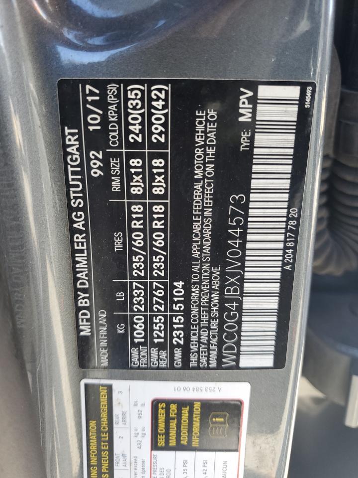 2018 Mercedes-Benz Glc 300 VIN: WDC0G4JBXJV044573 Lot: 90901415