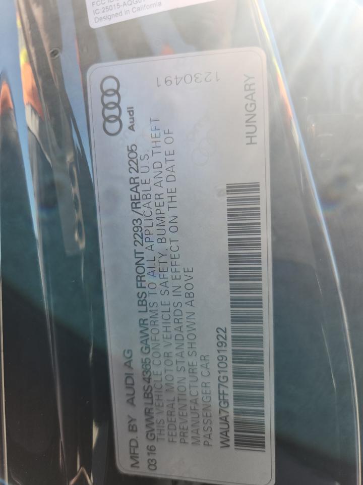 2016 Audi A3 Premium VIN: WAUA7GFF7G1091922 Lot: 86328575