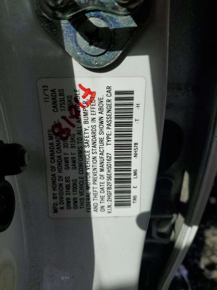 2014 Honda Civic Lx VIN: 2HGFB2F56EH501627 Lot: 82370135