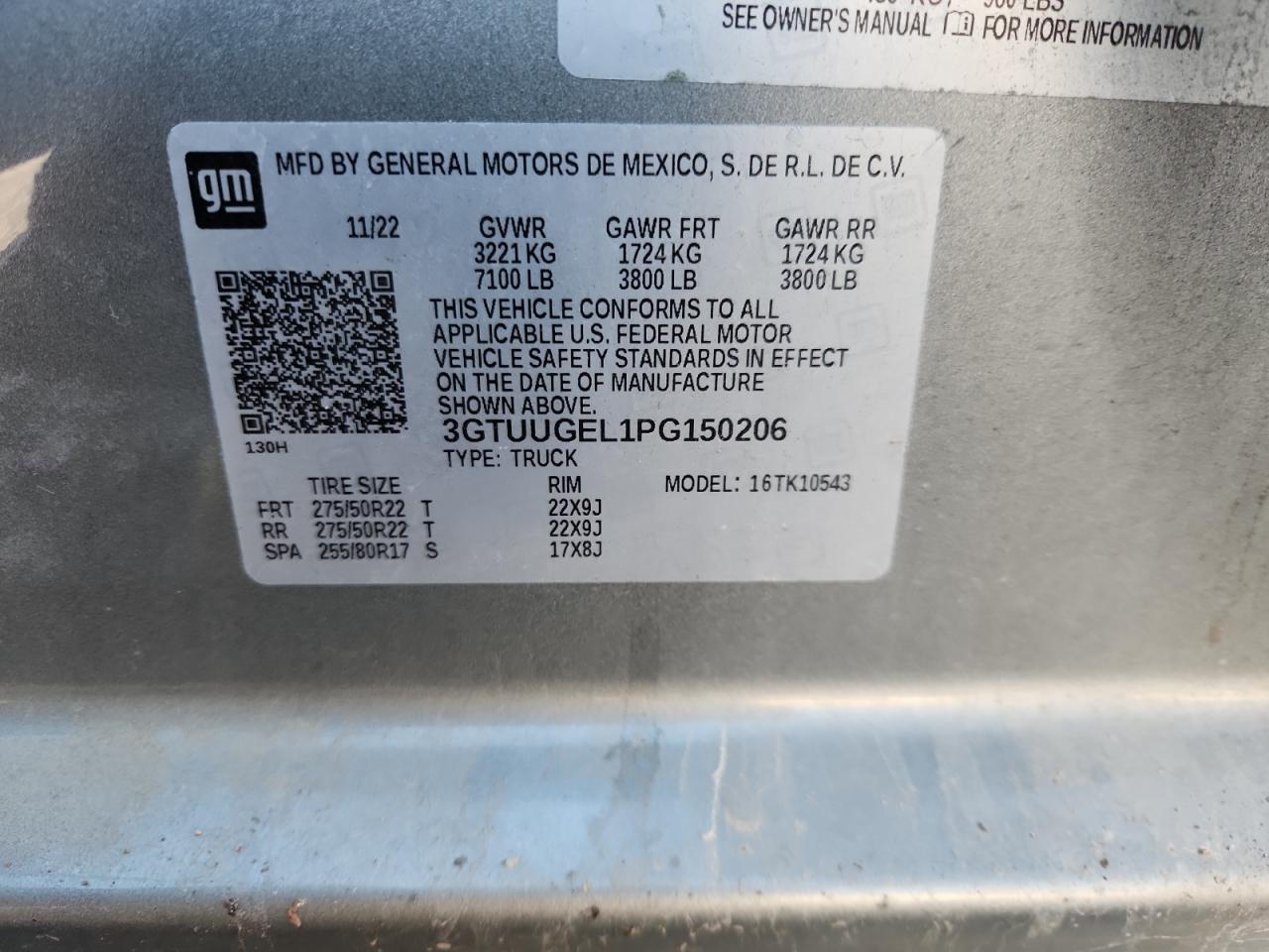 2023 GMC Sierra K1500 Denali VIN: 3GTUUGEL1PG150206 Lot: 90725405