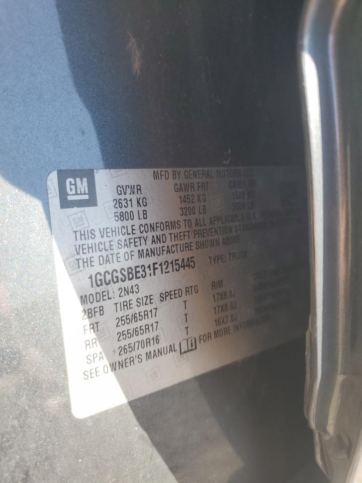 2015 Chevrolet Colorado Lt VIN: 1GCGSBE31F1215445 Lot: 87127215