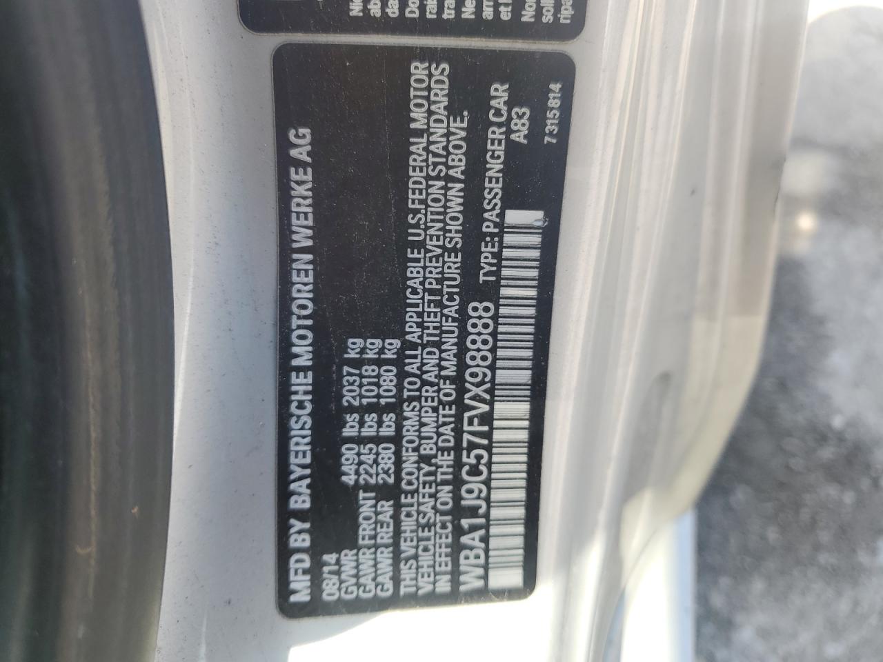 2015 BMW M235Xi VIN: WBA1J9C57FVX98888 Lot: 84353475