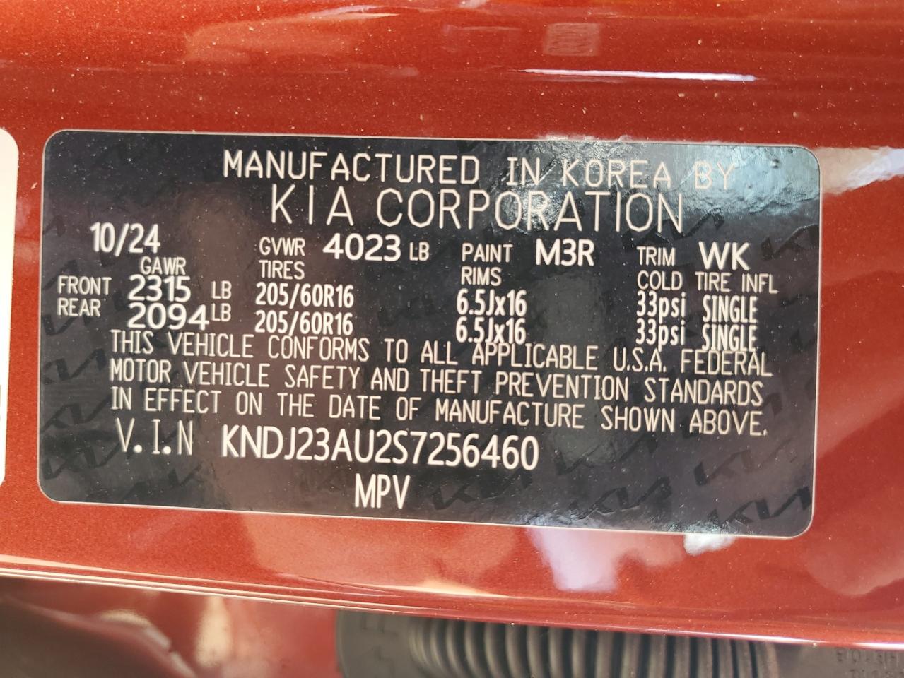 2025 Kia Soul Lx VIN: KNDJ23AU2S7256460 Lot: 85294095