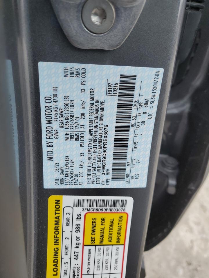 2023 Ford Bronco Sport Badlands VIN: 3FMCR9D90PRE03076 Lot: 85150085