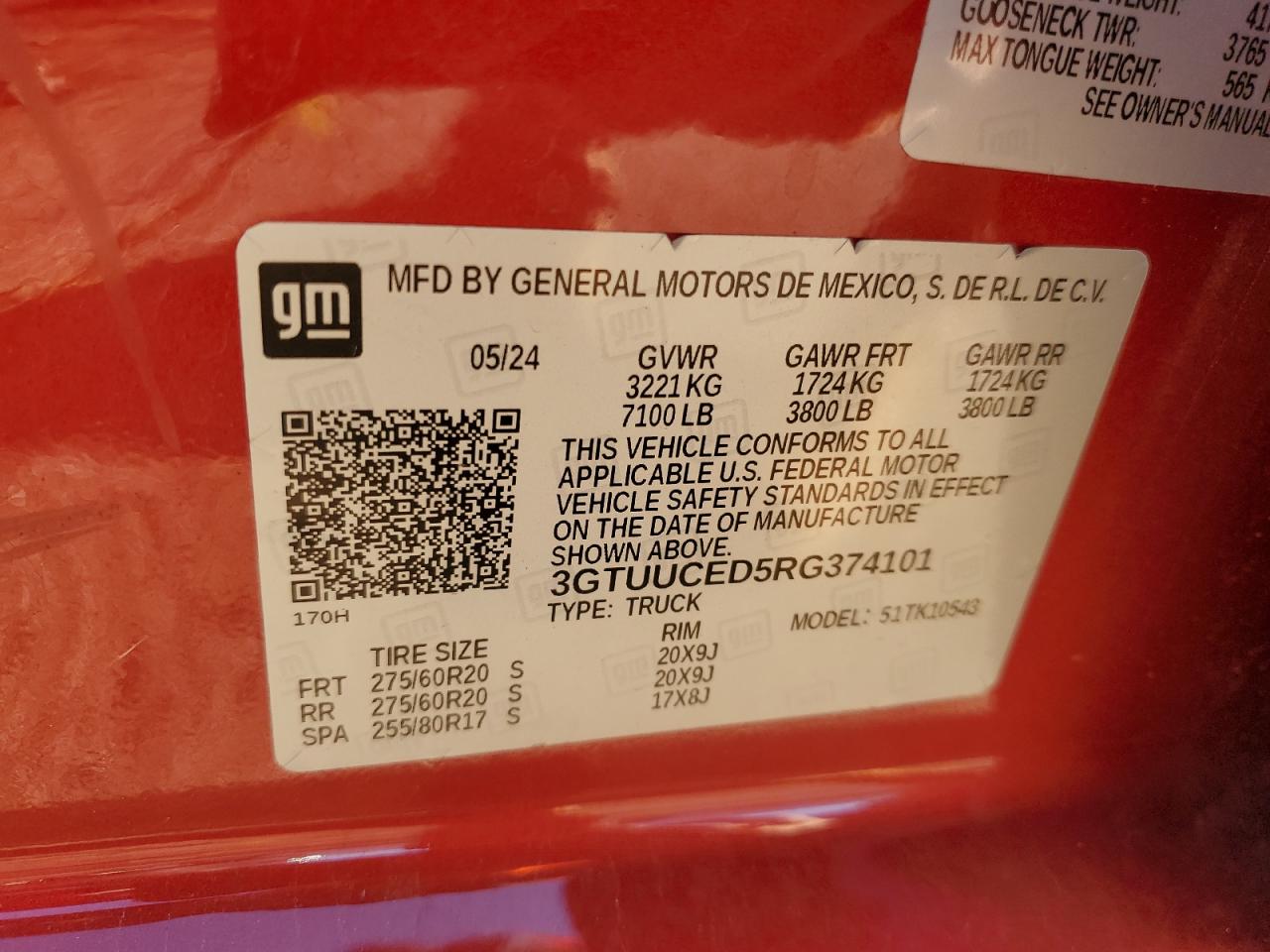 2024 GMC Sierra K1500 Elevation VIN: 3GTUUCED5RG374101 Lot: 83963395