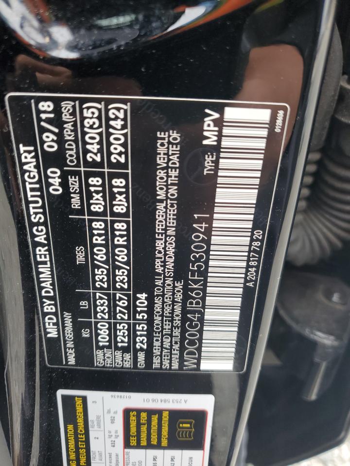 2019 Mercedes-Benz Glc 300 VIN: WDC0G4JB6KF530941 Lot: 85876095
