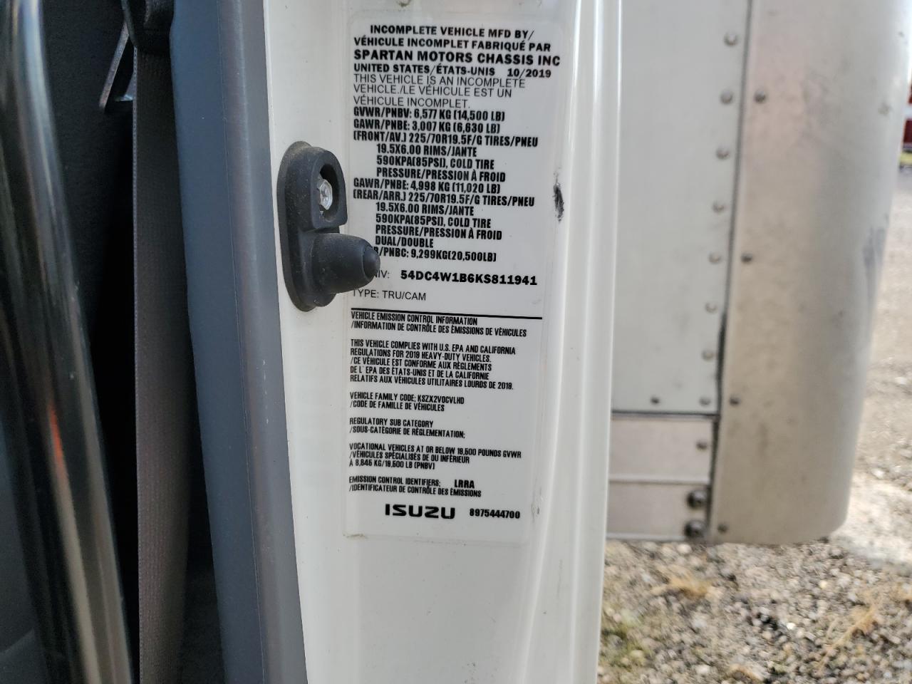 2019 Isuzu Npr Hd Box Truck VIN: 54DC4W1B6KS811941 Lot: 86994795