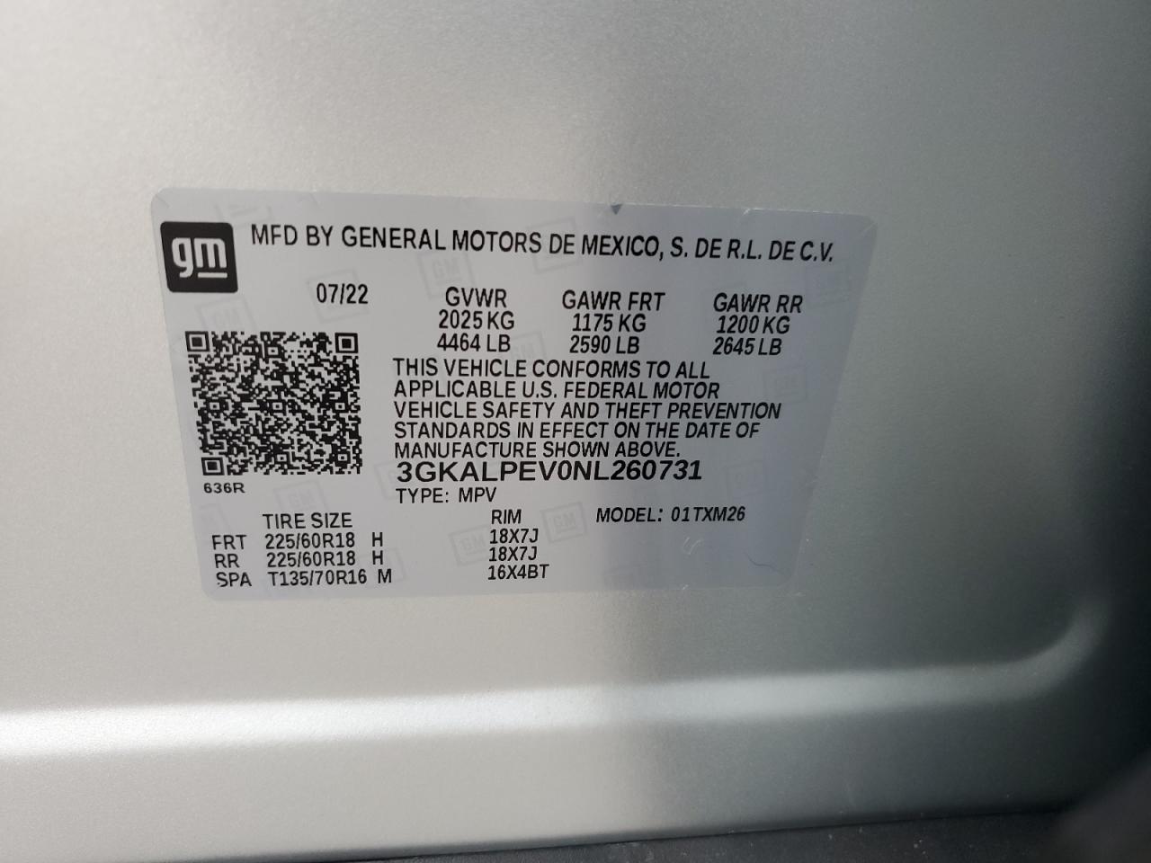 2022 GMC Terrain Slt VIN: 3GKALPEV0NL260731 Lot: 86144165