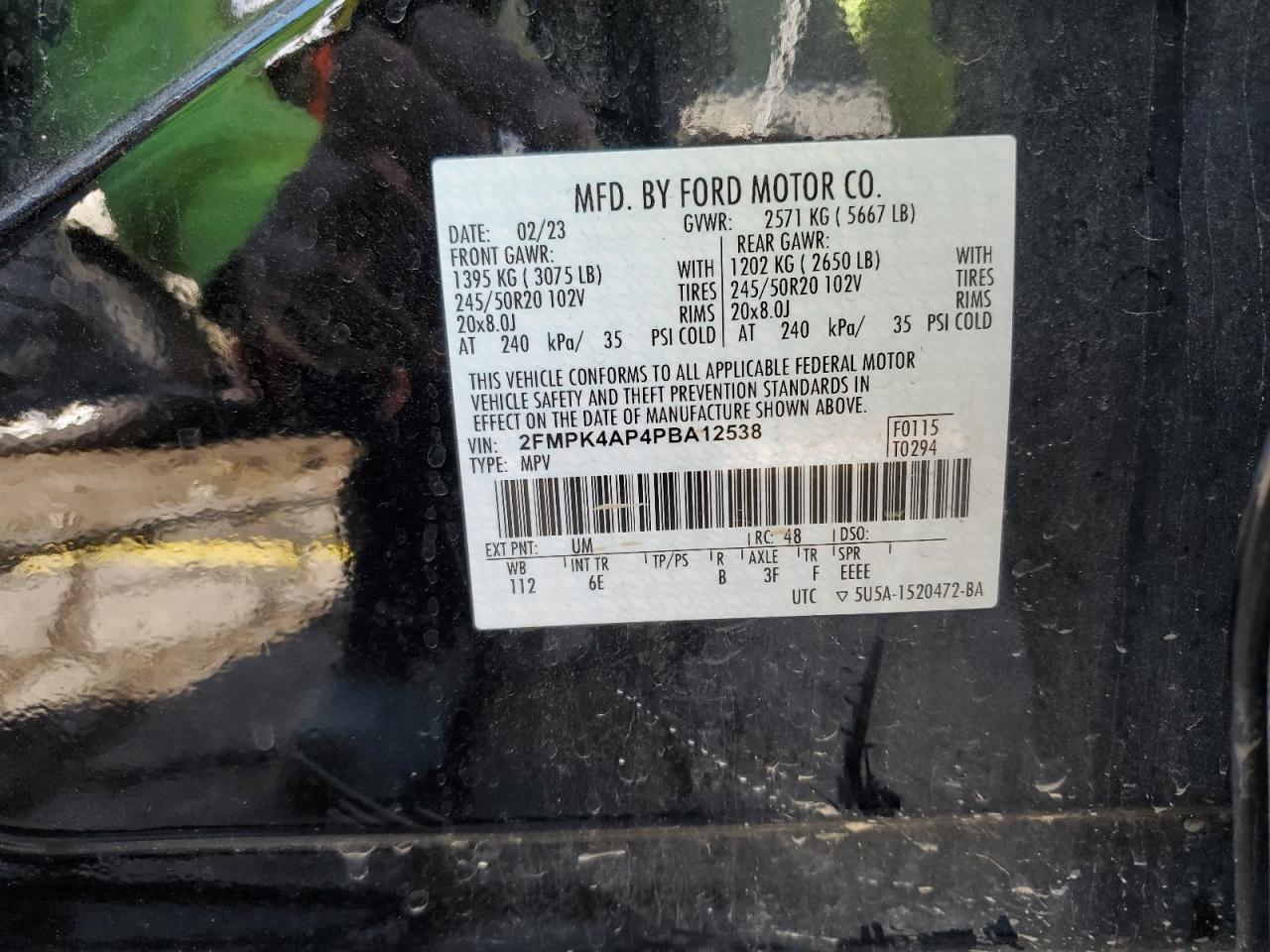 2023 Ford Edge St VIN: 2FMPK4AP4PBA12538 Lot: 90383645