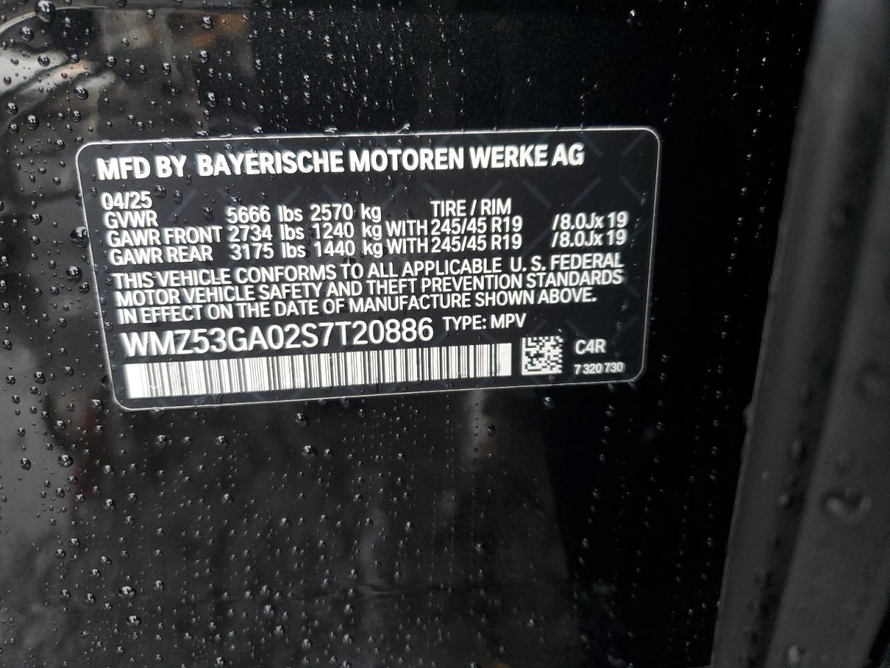 2025 Mini Countryman Se All4 VIN: WMZ53GA02S7T20886 Lot: 82183345