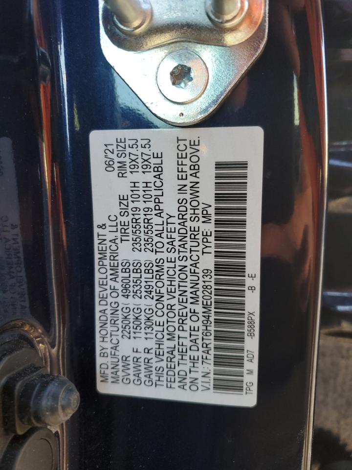 2021 Honda Cr-V Touring VIN: 7FART6H94ME028139 Lot: 86307945